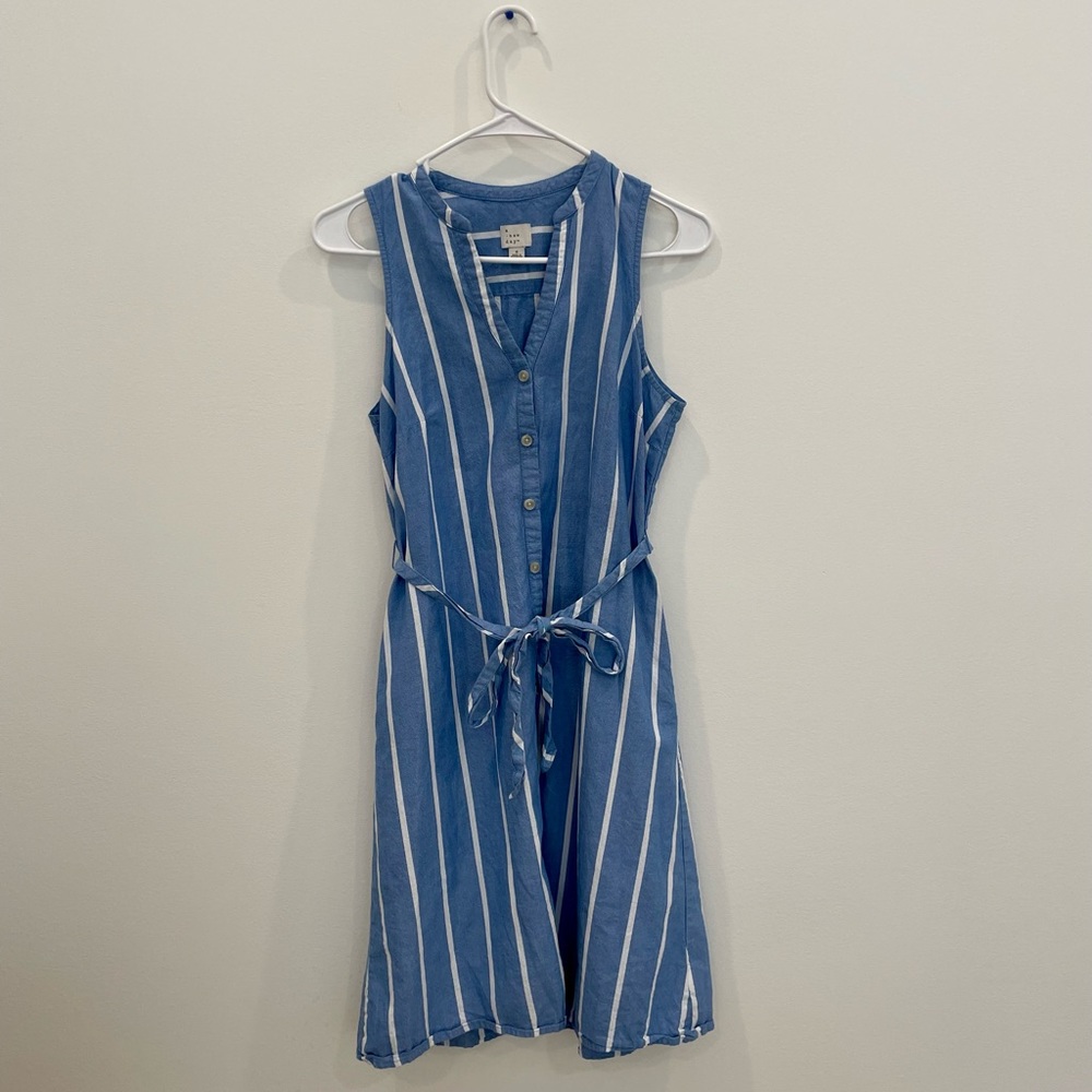 ✨ A New Day Woman’s Striped 100% Cotton Chambray Button Down Dress Size S